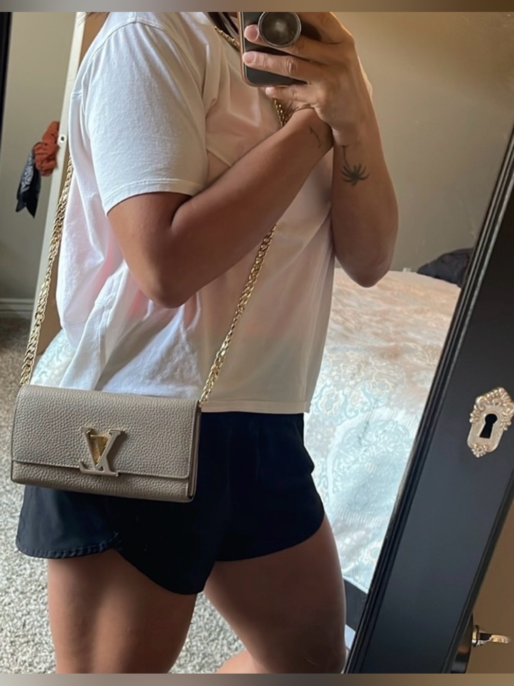 Louis Vuitton Taupe Cappucines Leather Wallet with Gold LV Emblem